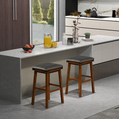 Set of 2 24/30 Inch Dining Bar Stool with Rubber Wood