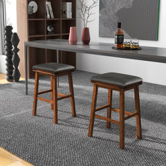 Set of 2 24/30 Inch Dining Bar Stool with Rubber Wood