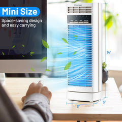 14 Inch Mini Oscillating Tower Fan Electric Desk Fan with 3 Speed and Timer-White
