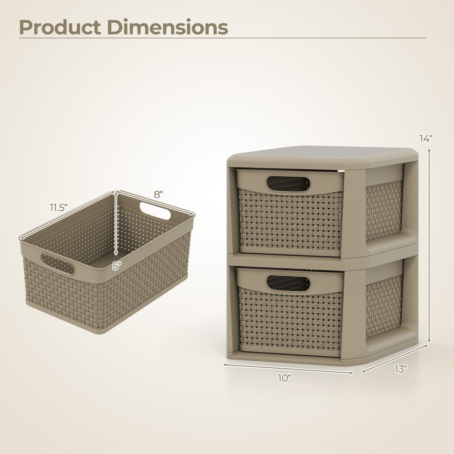 2-Drawer Storage Organizer with Wicker Patterns