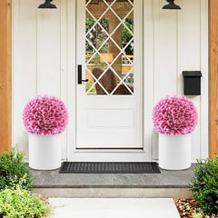 2 Pieces Artificial Plant Topiary Balls Faux Boxwood Decorative Balls-Pink