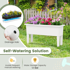 2 PCS Raised Garden Beds Self-Watering Planter Box with Detachable Legs and Drainage Hole