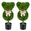 2 Pieces Bear Topiary Trees with Pots Sun-resistant Bear