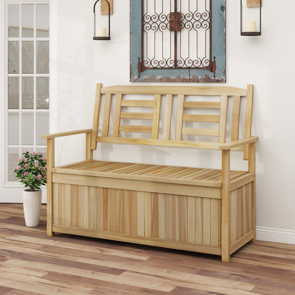 2-Person Storage Bench with 49 Gallon Capacity and Backrest