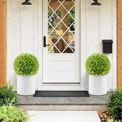 2 Pieces Artificial Plant Topiary Balls Faux Boxwood Decorative Balls-Green