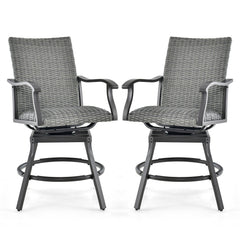 2 Pieces Patio Swivel Bar Chair Set with Quick Dry 4D Air Fiber Cushion