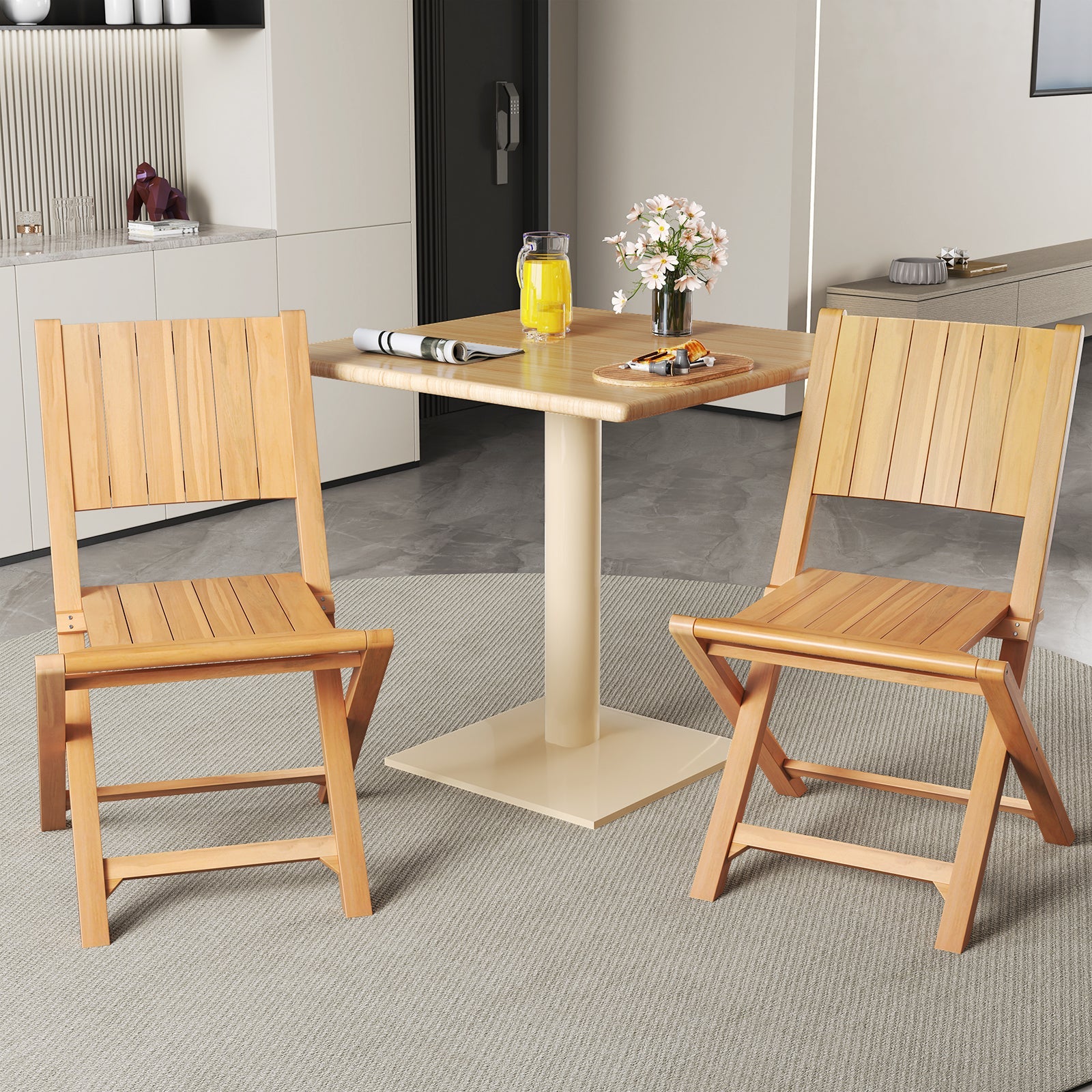 Solid Rubberwood Folding Luggage Rack with Nylon Shelves
