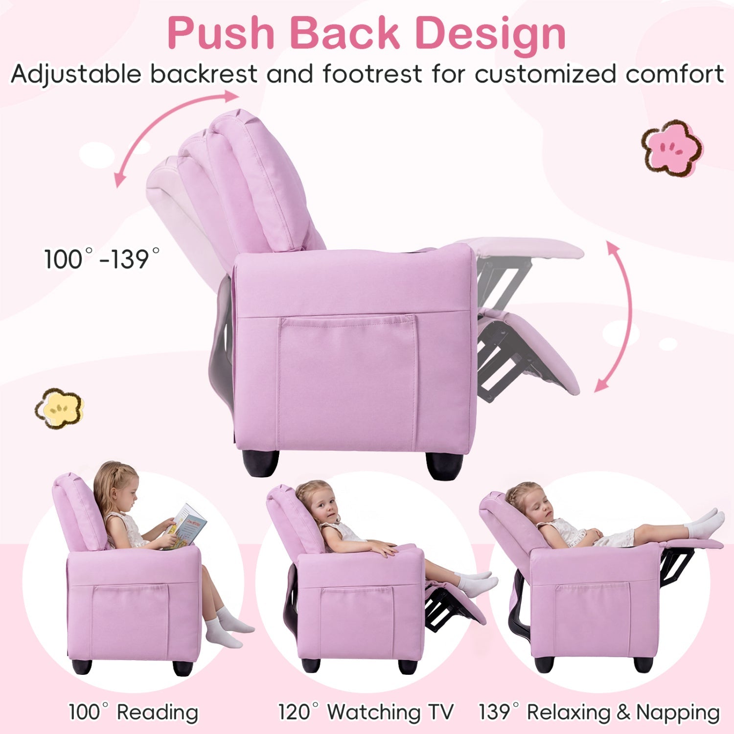 2-Seater Kids Recliner Double Toddler Sofa Chair with 2 Cup Holders