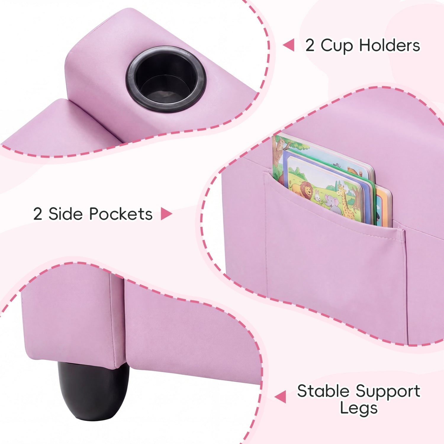 2-Seater Kids Recliner Double Toddler Sofa Chair with 2 Cup Holders