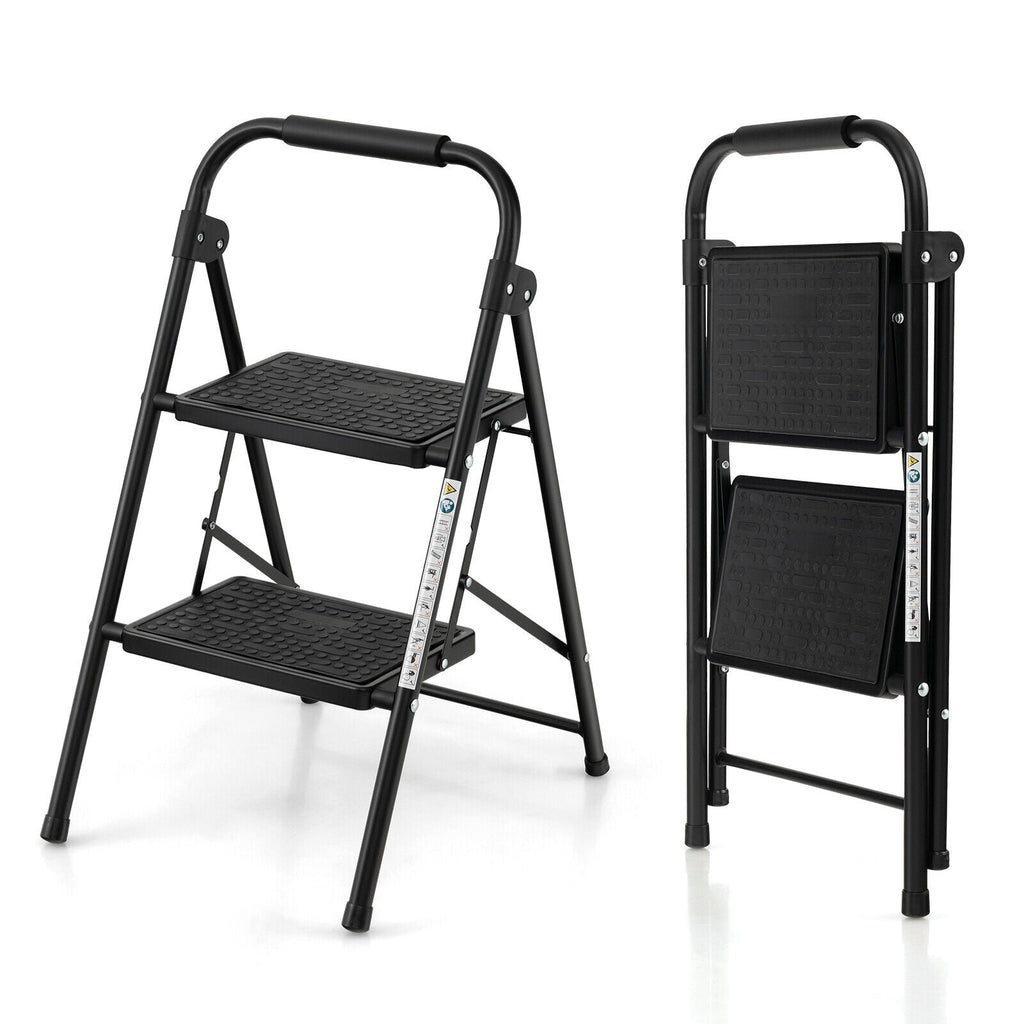 2-Step Folding Ladder with Wide Anti-Slip Pedal