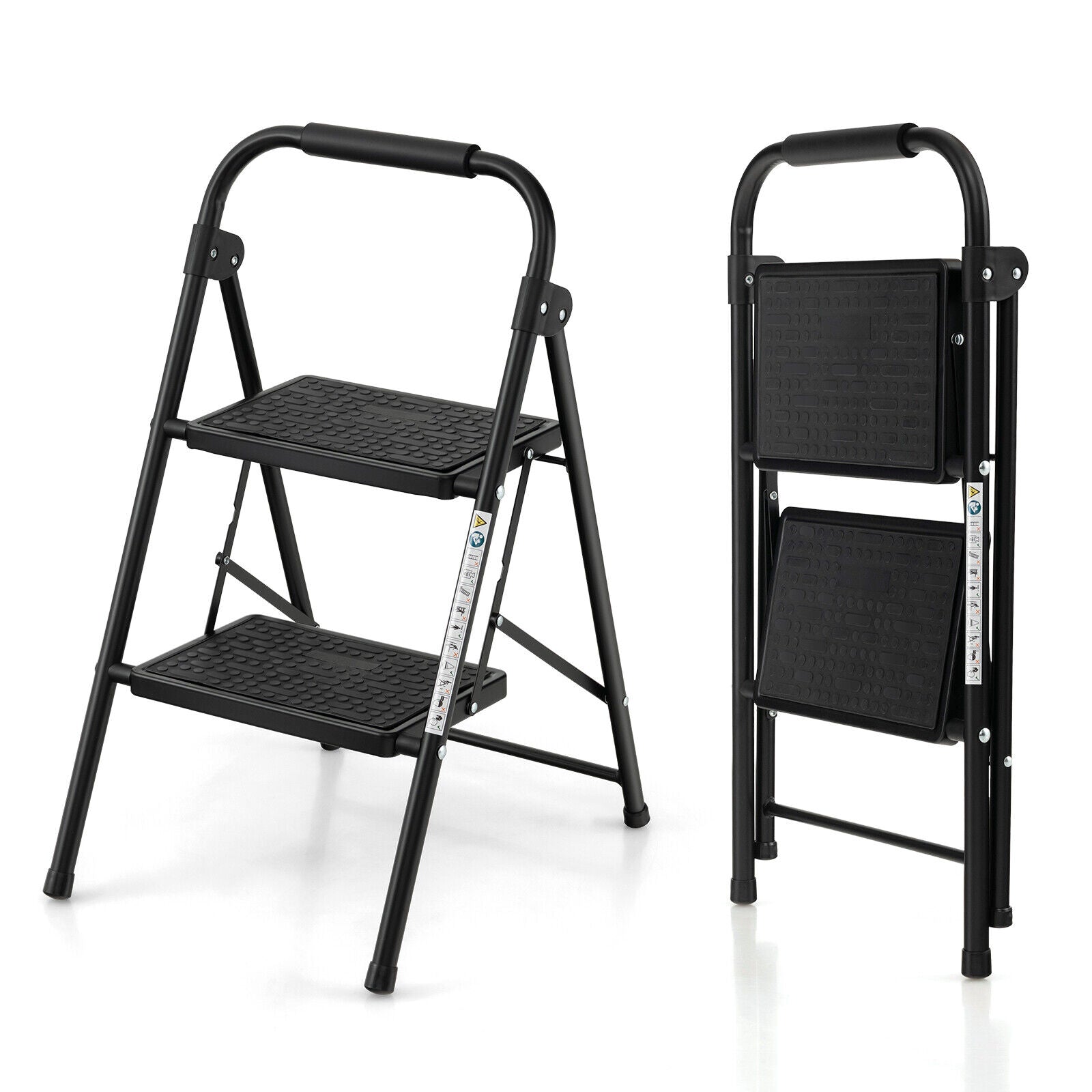 2-Step Folding Ladder with Wide Anti-Slip Pedal