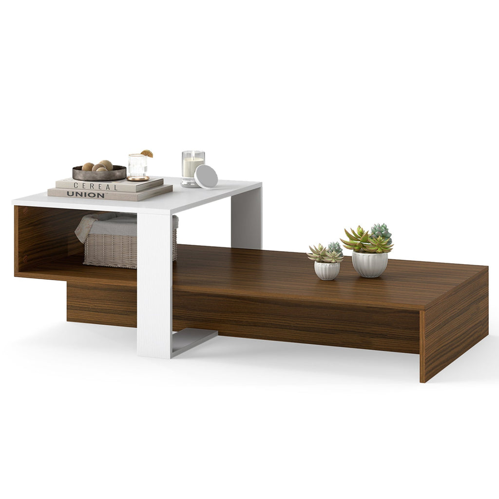2-Tier Coffee Table with Open Storage Shelf