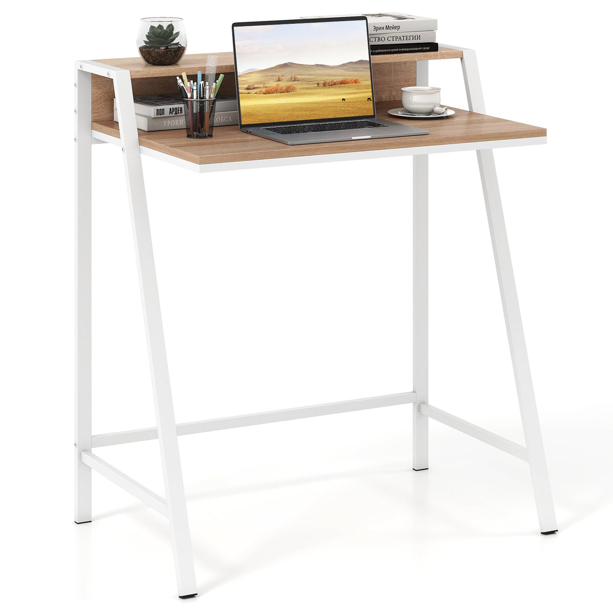 2 Tier Computer Desk PC Laptop Table Study Writing Home Office Workstation New