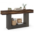 2-Tier Farmhouse Console Table 63" Long with Storage Shelf