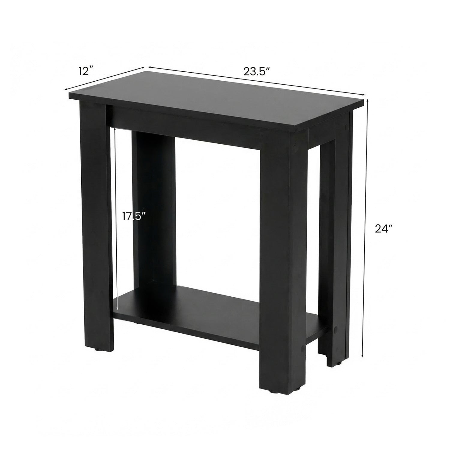 2-Tier Compact End Table with Storage Shelf