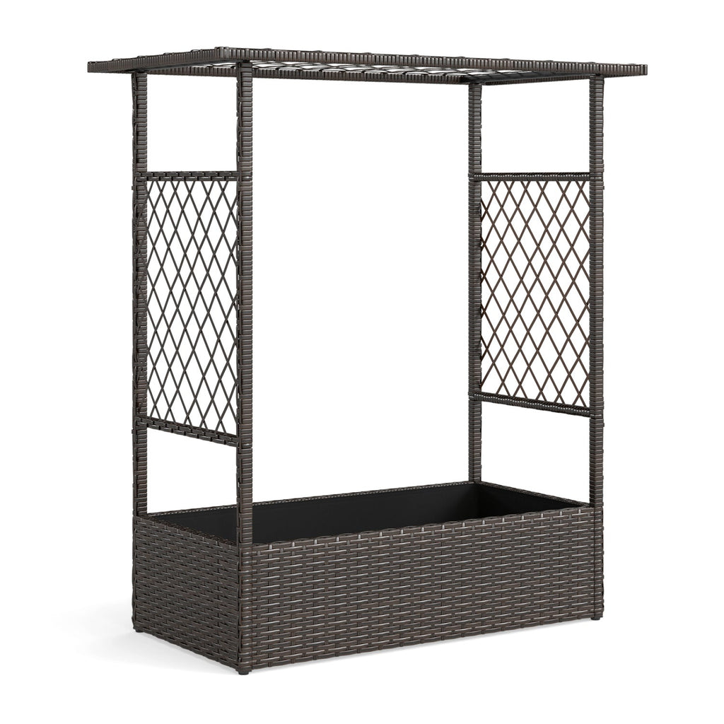 Raised Garden Bed with Hanging Roof and Trellises