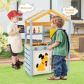 2 in 1 Wooden Mud Kitchen with Removable Water Box  and Storage Bag-Gray