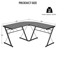 59 Inches L-Shaped Corner Desk Computer Table for Home Office Study Workstation-Black
