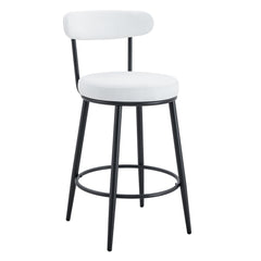 Fashionable Ergonomic High Legged Bar Chairs with White Fabric Cushions - Set of 2