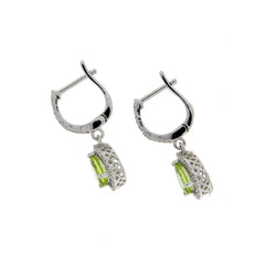 .88ct Peridot Diamond Dangle Earrings 14KT White Gold
