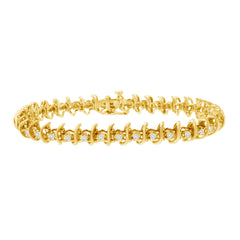 10KT Yellow Gold Plated .925 Sterling Silver 1 cttw Prong-Set Diamond Link Bracelet (J-K, I1-I2) - 7.5"