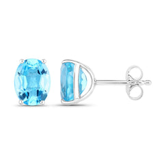 4.00 Carat Genuine Swiss Blue Topaz .925 Sterling Silver Earrings