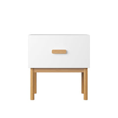 Nightstand With Drawer, Minimalist Bedside Table With Handle For Bedroom - White