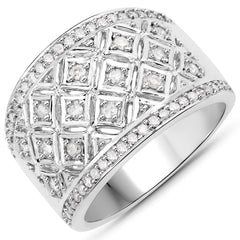 0.52 Carat Genuine White Diamond .925 Sterling Silver Ring