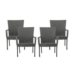 Littleton Grey PE Wicker Stacking Chair 4pcs