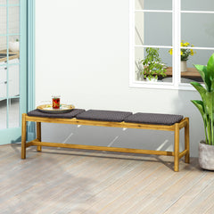 Cambria Rustic 3-Seater Bench with Teak Finish Acacia Wood