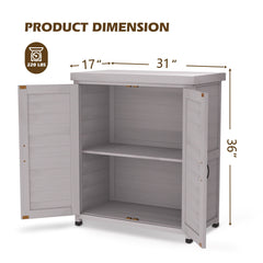 Rustic Cedar Wood Potting Bench With Storage Cabinet And Metal Top For Outdoor Patio - Gray