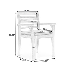 Outdoor Dining Chair With Slat Back And Acacia Wood Frame (Set of 2) - Gray / Teak