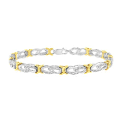 10k Yellow Gold Plated Sterling Silver 1/4 cttw Diamond Infinity and X Link Bracelet (I-J Clarity, I2-I3 Color) - Size 7.25"