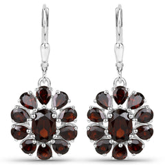 13.82 Carat Genuine Garnet and White Topaz .925 Sterling Silver 3 Piece Jewelry Set (Ring, Earrings, and Pendant w/ Chain)