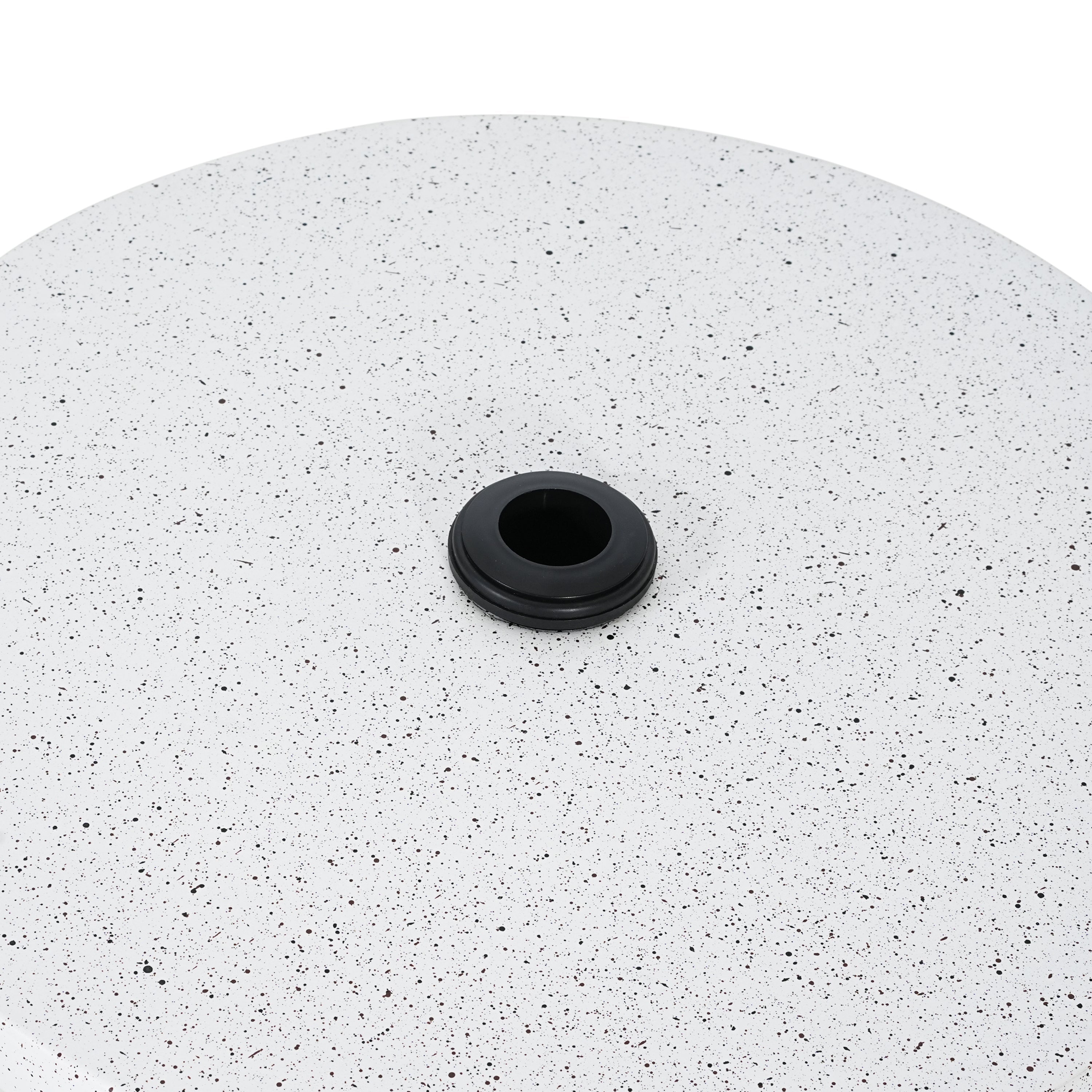Tess MGO Outdoor Patio Side Table Umbrella Base in White Marble