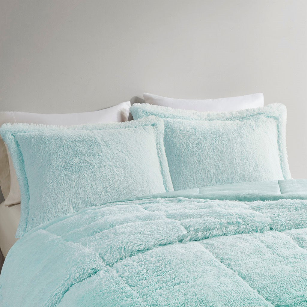 Twin Ombre Shaggy Fur Comforter Set