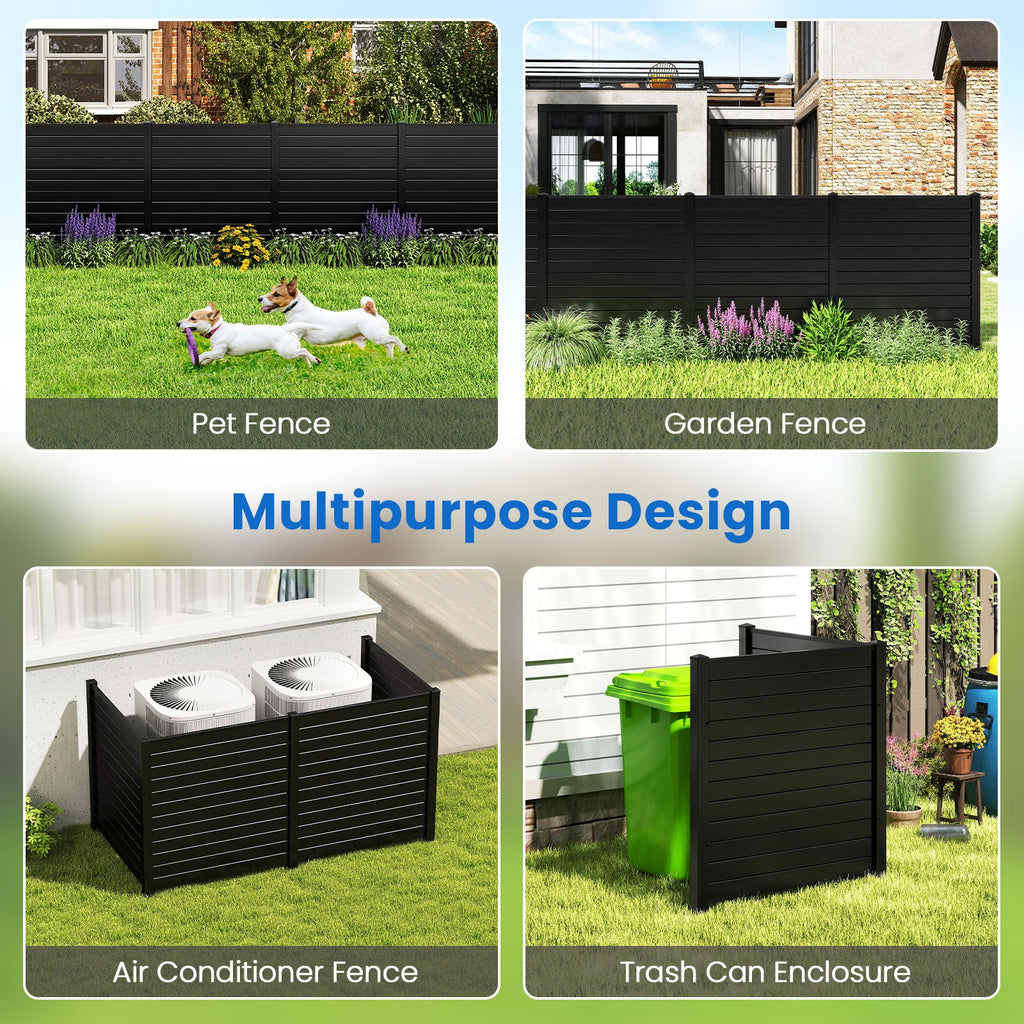 Air Conditioner Fence 48-Inch Privacy Screen 2-Panel for Trash Can with Metal Stakes