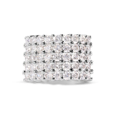 14k White Gold 4.0 Cttw Diamond 5 Row Ring Band (I-J Color, I1-I2 Clarity) - Ring Size 7