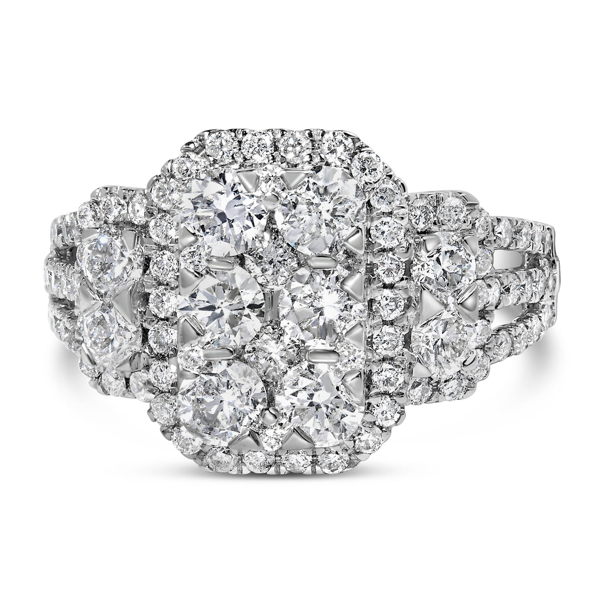 14K White Gold 2 1/4 Cttw Diamond Cocktail Cluster Ring (G-H Color, SI2-I1 Clarity) - Size 7