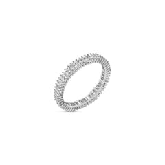 10K White Gold 1.0 Cttw Princess Cut Diamond Double Row Eternity Band Ring (I-J Color, I1-I2 Clarity)- Size 7