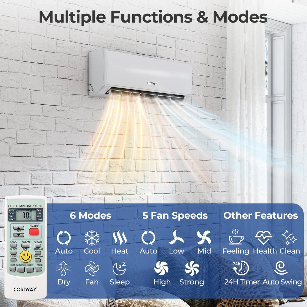 30000 BTU 2 Zone 23 SEER2 Mini Split Air Conditioner Wifi Enabled with Heat Pump