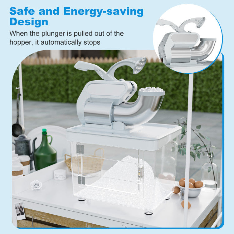 300W Commercial Ice Crusher with Dual Blades & Safety Switch