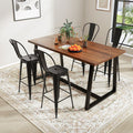 Set of 4 Bar Height Chairs Stackable Metal Bar Stools with Removable Backrest-Black