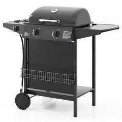 30 000 BTU Outdoor Burner Propane Gas Grill on Wheels-Black