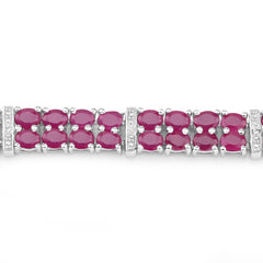 17.65 Carat Glass Filled Ruby and White Topaz .925 Sterling Silver Bracelet