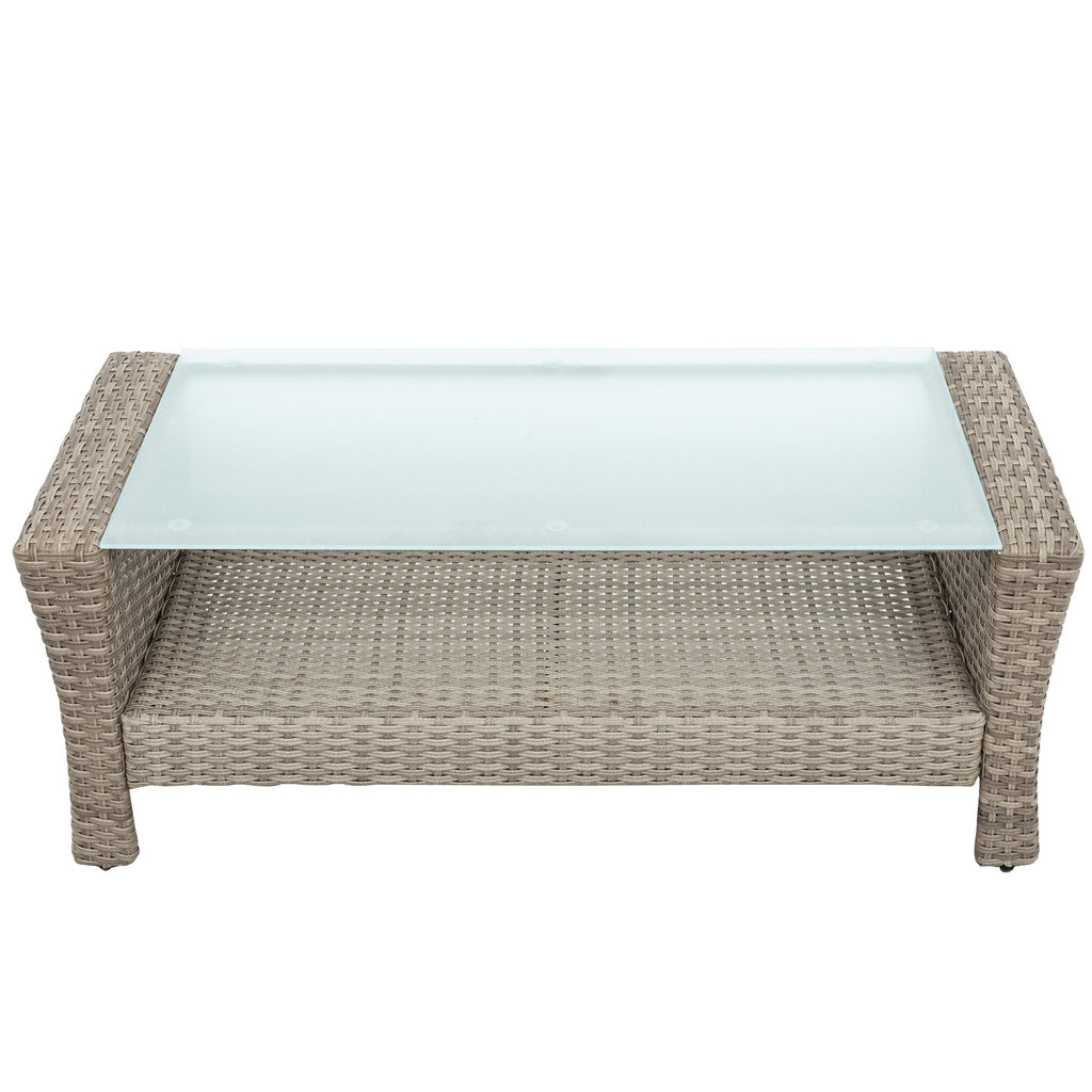 U-Style Patio Furniture 4 Piece Outdoor Wicker Sectional Sofa Set with Ottoman and Cushions