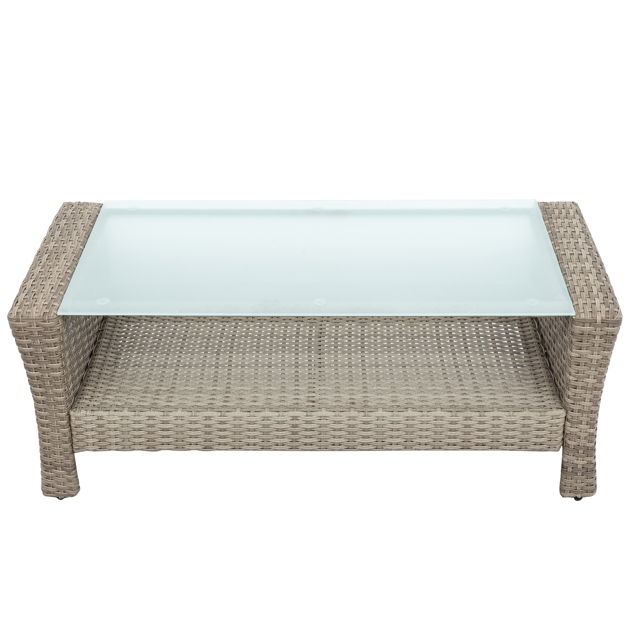 U-Style Patio Furniture 4 Piece Outdoor Wicker Sectional Sofa Set with Ottoman and Cushions