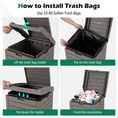 31 Gallon Large Outdoor Trash Can with Lid and Pull