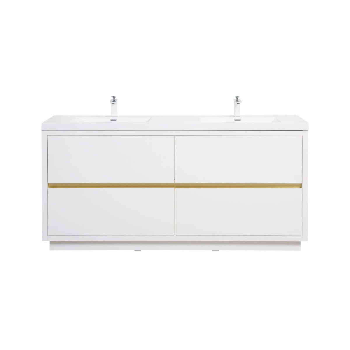 Alora 72-Inch White Freestanding Bathroom Vanity With Sink And Stone Resin Countertop (SAK31520)