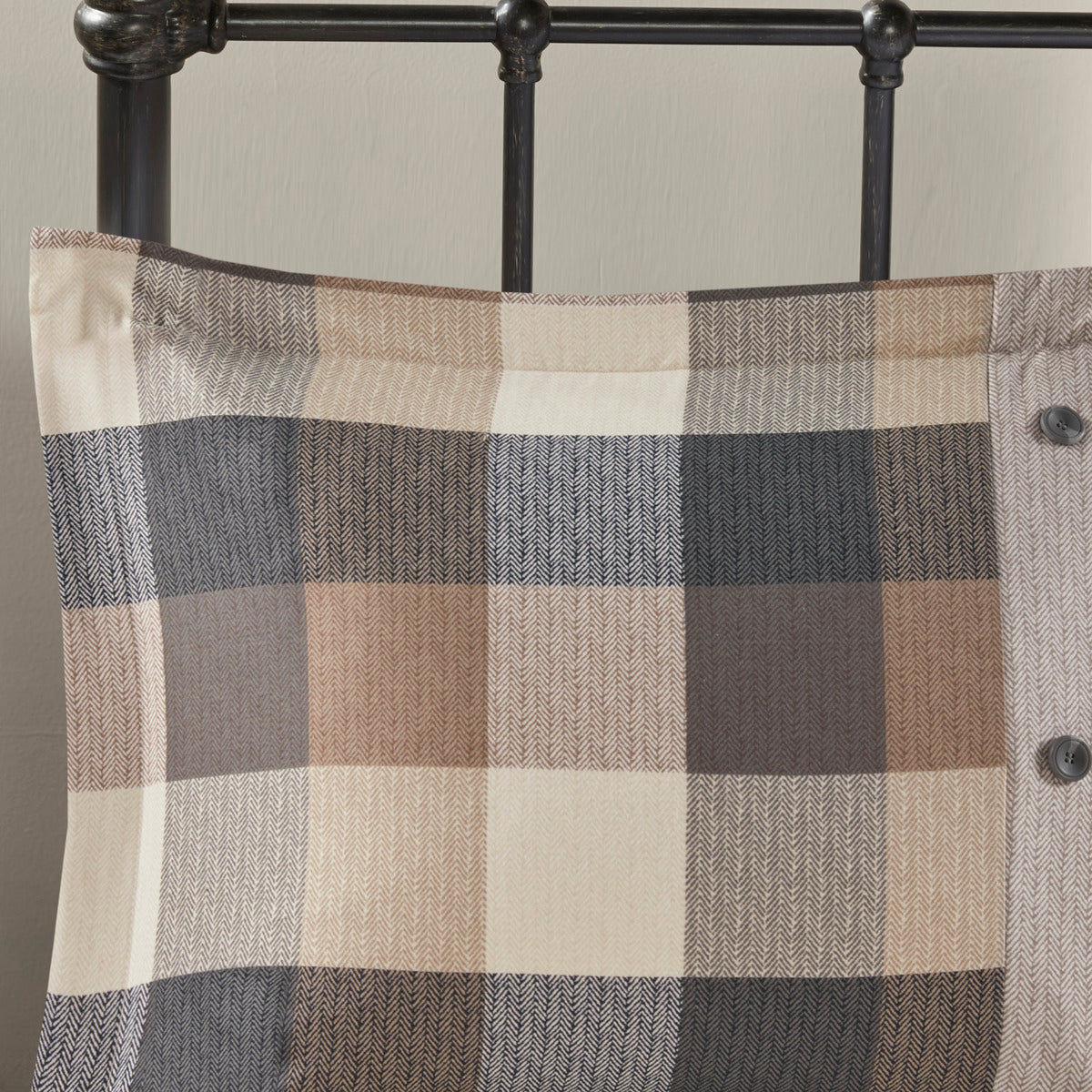 7 Piece Herringbone Comforter Set Neutral Queen